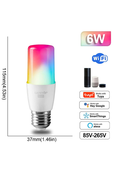 Choice Yes 85-265V T37 6W E27 RGB Smart LED Bulb Dimmable Tuya Gu10 C37 A60 T...