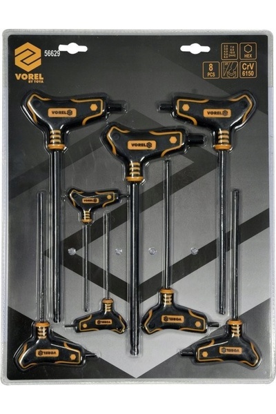 NO BRAND Set de chei pentru știfturi Vorel. Hex (sferic) cu mâner. 8 Bucăți 5...