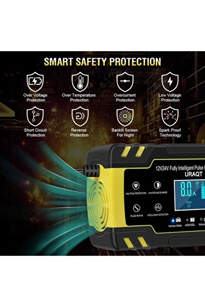 NO BRAND Încărcător de baterii auto 12V / 24V 8A cu afișaj LED
