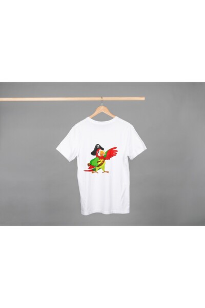 Noname Tricou Unisex Bumbac Premium Casual " Papagal pirat fericit " Inscriptie