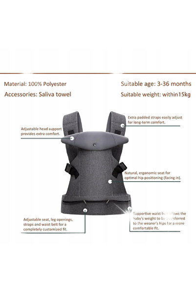 NO BRAND Marsupiu reglabil pentru bebeluși 4-în-1 cu scaun ergonomic pentru șold