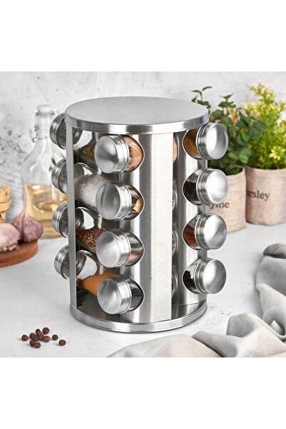 NO BRAND Suport rotativ pentru condimente kamille 7040 inox 16