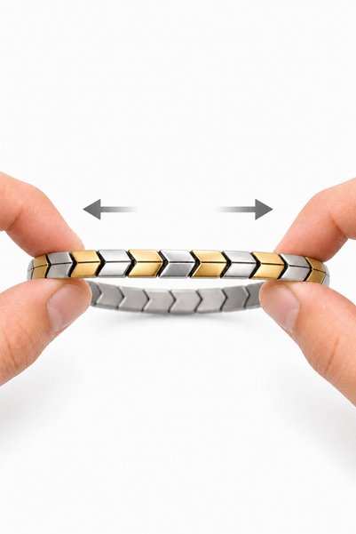 GWOMA Men's Steel Bracelet - Segmented Gun Men's Magnetic Elastic Men's Bracelet