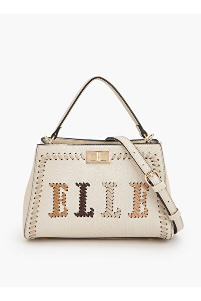 ELLE Logo Textured Tote Bag with Detachable Strap