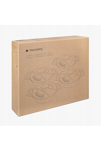 NO BRAND Set de 4 mini oale din fontă Navaris, 10,5 cm, 290 ml, albastre