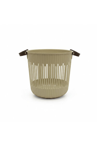 AKDC Plastic Laundry Basket with Handle - 30×35 cm - Beige