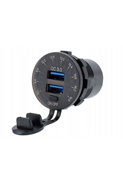 NO BRAND Încărcător USB 12V/24V 6A cu montaj încastrat de 30mm, cu voltmetru ...