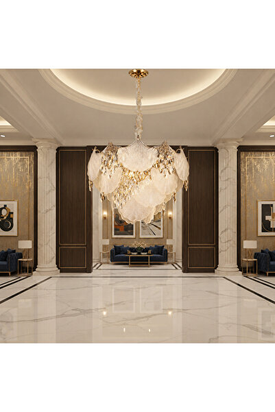 iTin LUXE Magno Crystal Chandelier, 21x E14, Diameter 60 cm, Height 40 cm, Sh...