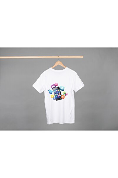 Noname Tricou Unisex Bumbac Premium Casual " Aplicatii mobile " Inscriptie