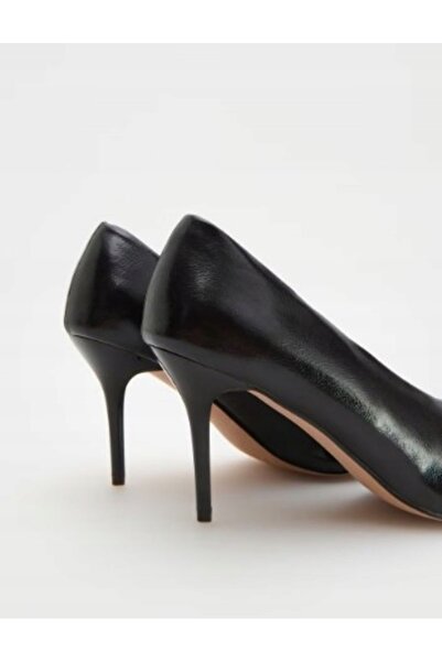 NO BRAND Pantofi negri din piele, stil clasic, tip slip-on, cu toc stiletto, ...