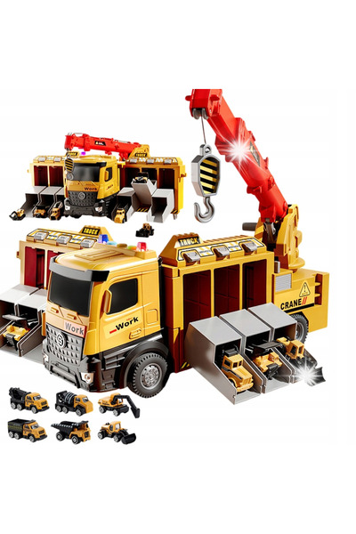 NO BRAND Camion mare de transport vehicule, 7W1, cu 6 lumini și sunete, vehic...