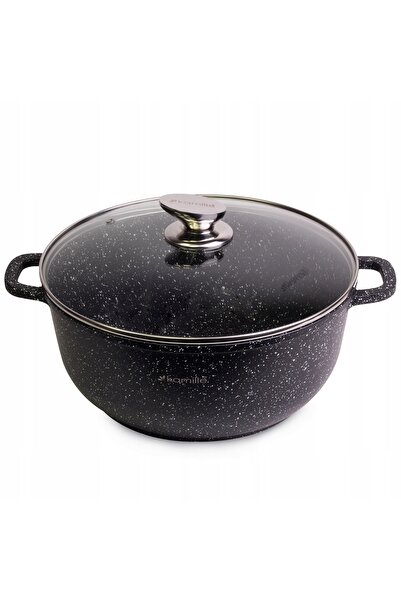 NO BRAND Set de vase de gătit din marmură 6.5 L cu capac de sticlă, compatibi...