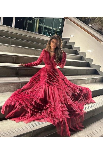 Generic Brand Long Tulle Dress with Sleeves