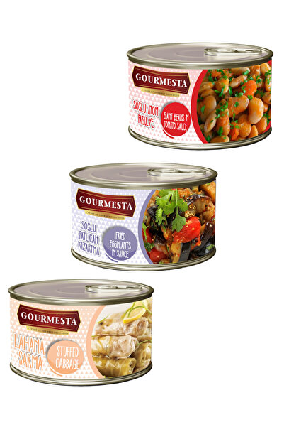 GOURMESTA 3'lü 400 g Set (1 Adet Soslu Atom Fasulye, 1 Adet Soslu Patlıcan Kı...