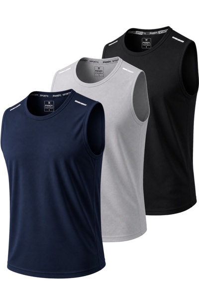 pandy 3-pack Quick Dry Breathable Athletic Technical Athlete Zero Sleeve T-shirt