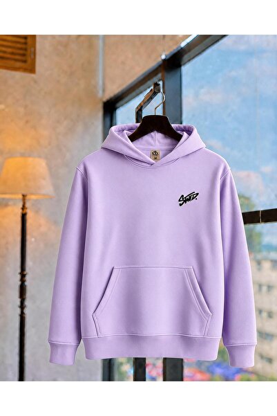 TREND EMMODA Men's Stand Handwritten Kangaroo Pocket Hooded Sweatshirt