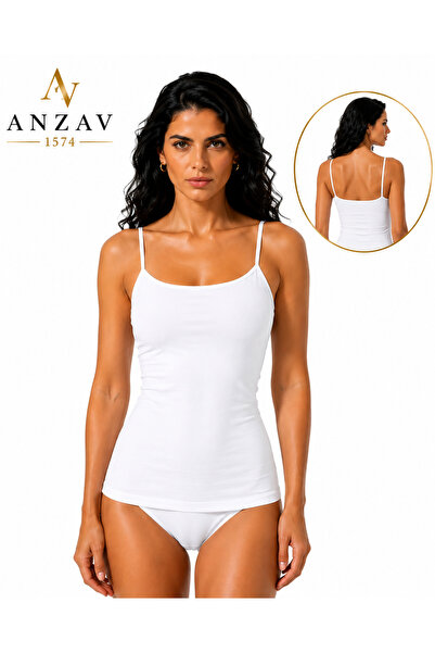 AV ANZAV 1574 قميص داخلي نسائي من القطن الليكرا بحزام حبل - ملمس ناعم