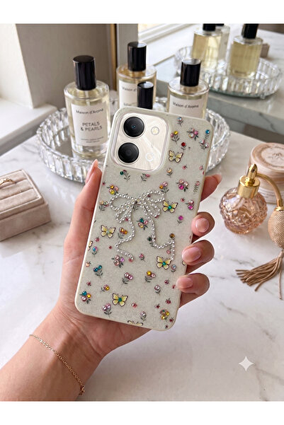 TechTree Vivo Y11D - Y05 Taşlı Desenli Fiyonk Silikon Kılıf