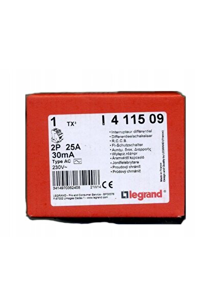 Legrand Întrerupător diferențial de curent 2P 25A P302 TX3