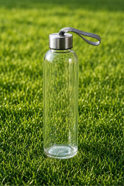 Archora Glass Water Bottle with Metal Cover Transparent 500 ml