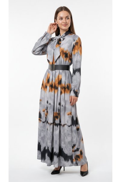 NURSİDA Medina Silk Patterned Dress Does Not Show Through.