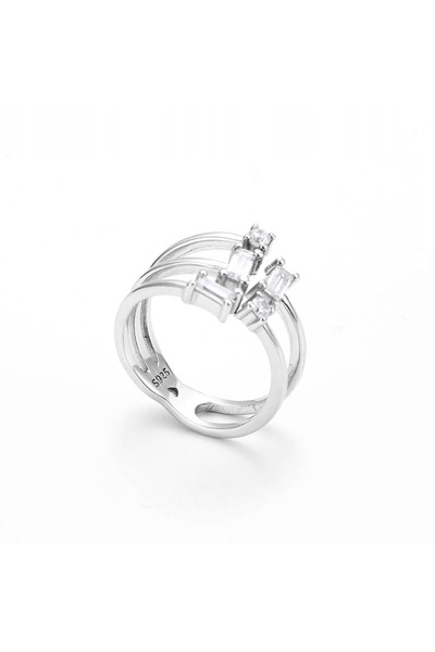 NO BRAND Inel de argint reglabil cu zirconiu cubic, argint 925