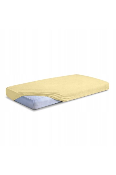 NO BRAND Cearșaf de pat din frotir cu elastic, gros, premium, 160x200, crem