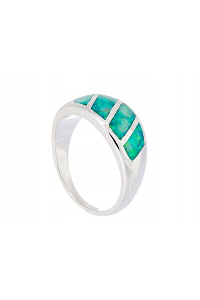 NO BRAND Inel placat cu argint, mărimea 19, cu opal de 10mm, cadou