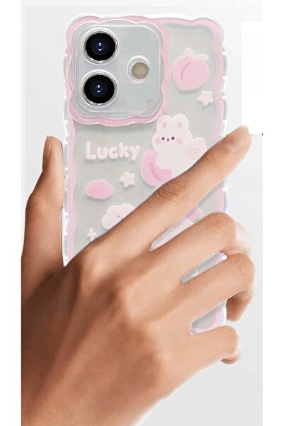 NO BRAND Hzlfczl Husă de silicon pentru iPhone 16 Fără culoare Roz + Pandanti...