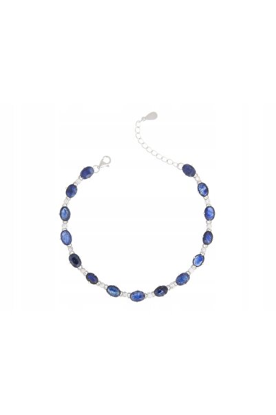 NO BRAND Brățară de argint placată cu rodiu, cu safir natural, cadou