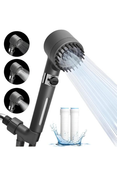 Dessa Shower head with filter, silicone brush and Stop button, Pressure adjus...