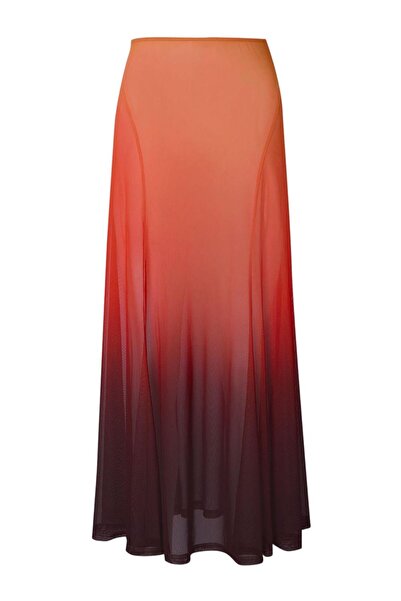 NO BRAND Fustă plasă maxi de plajă ombre portocalie Karen Millen S