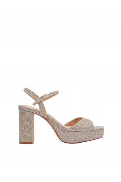 NO BRAND Sandale aurii, strălucitoare, elegante, clasice, cu toc, cu închider...