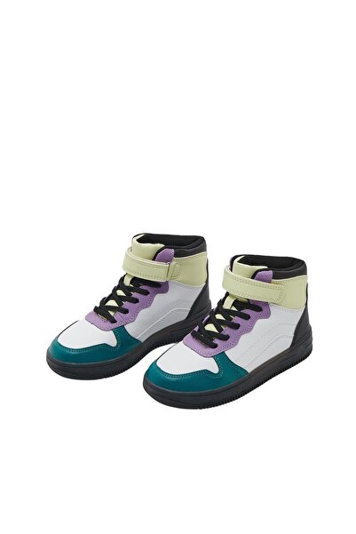 NO BRAND Botine multicolore cu vârf înalt din piele ecologică cu velcro 32