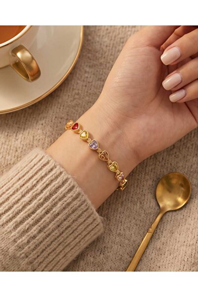 XUPING JEWELRY Adjustable Bracelet with Heart Detail and Colorful Stones