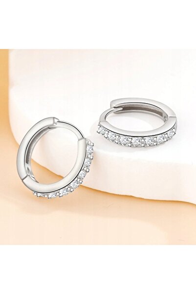 NO BRAND Cercei tip inel din argint 925 sterling cu zirconiu pentru femei