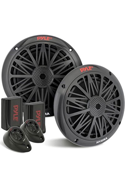 PYLE 200 Watt Marine Boat Speaker System Weather Proof Dual 2 Way 6.5 Inch Ou...