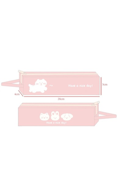 Miniso Lisanslı Hayvan Serisi Saplı Kübik PU Kalem Kutusu 20 Cm – Pembe