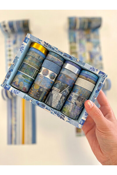 Kağıt Gemi Dükkan Vintage Blue Impression Gallery 24'lü Dekoratif Washi Bant ...