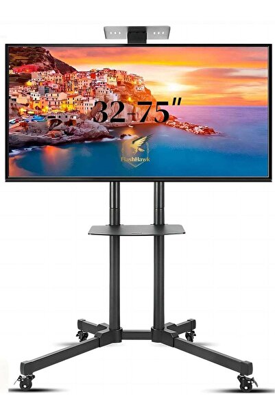 FlashHawk Mobile TV Cart Stand: Height Adjustable Flat Screen TV Mount with R...