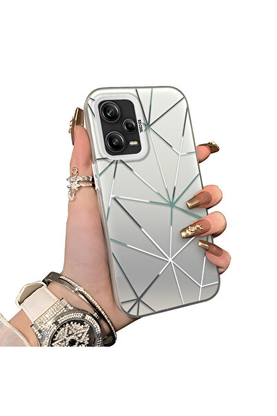 PATTERNOVA Redmi Note 12 Pro 5G Uyumlu basit geometrik çizgi desenli sert kıl...