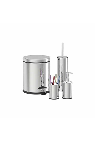 Z-Tools Σετ μπάνιου, 4 σε 1, από ανοξείδωτο ατσάλι, με κάδο απορριμμάτων 3 λί...
