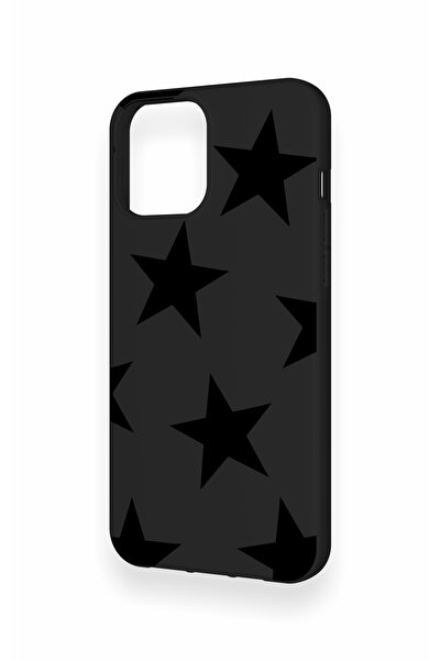 Vip Case iPhone 12 Pro Max Uyumlu Siyah Star Desenli Silikon Kılıf