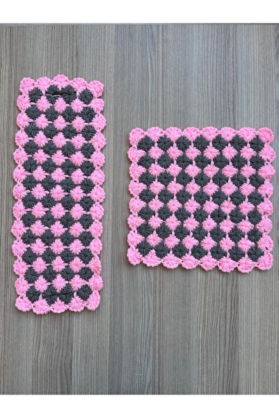 WIB TASARIM Hand Knitted 2-Piece Bath Washcloth Set - Dowry Style Long and Sq...