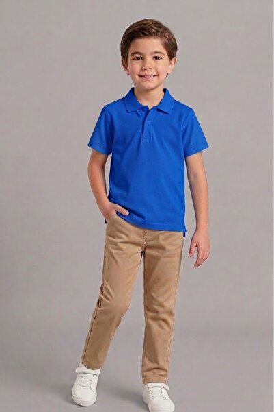 NACAR STORE Unisex Kids 2-Piece Combination Saks Blue Short Sleeve Polo Colla...