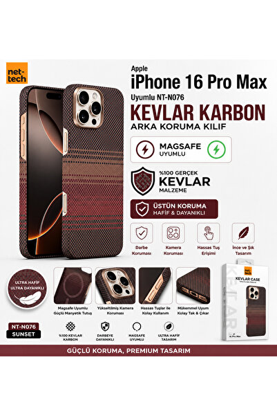 Nettech iPhone 16 Pro Max MagSafe Uyumlu Kevlar Karbon Telefon Kılıfı Ultra İ...