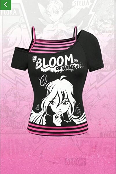 İsra Ayyıldız Moonstar Collection Winx Club Bloom Ek Askılı Y2K Kısa Kollu Ta...