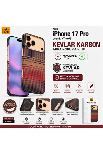 Nettech iPhone 17 Pro MagSafe Uyumlu Kevlar Karbon Telefon Kılıfı Ultra İnce ...