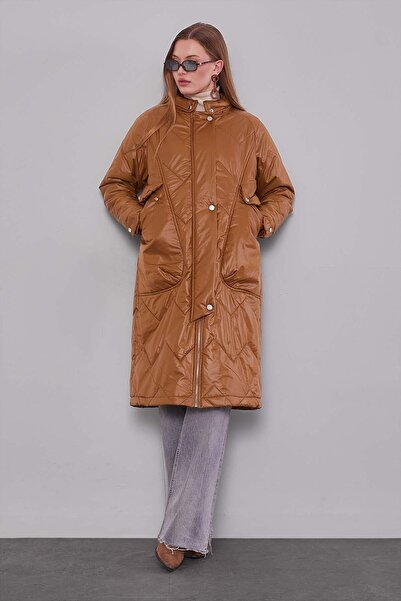 Levidor Brown Pocket Detailed Puffer Jacket