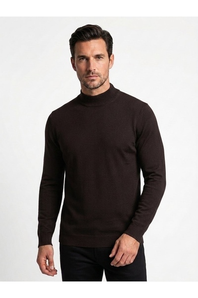 ONNO Men's Polo Collar Tricot Sweater with Elastic Waist, Steel Knitting, Cla...